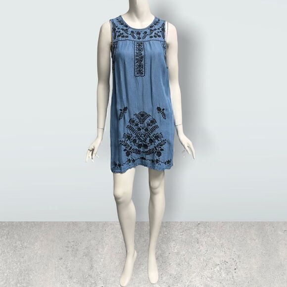 Love Stitch Rayon Embroidered Sleeveless Mini Dress - Picture 2 of 7